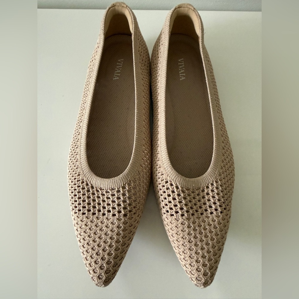 VIVAIA Pointed Toe Ballet Flats Shoes 40/9-9.5, Beige